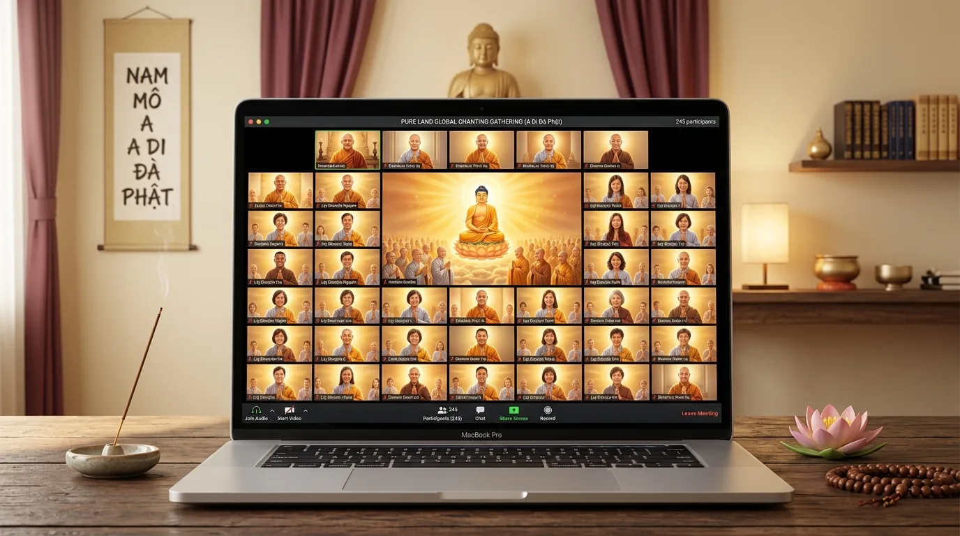 Đại chúng cộng tu trên đường Zoom Hộ Niệm Thế Giới
